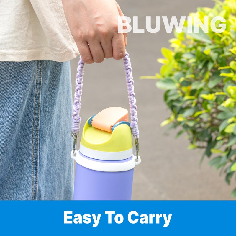 Bluwing Water Bottle Handle with Strap Compatible with Owala  Stanley Cup  Hydro Flask  Water Bottle Handle Fits Most 12-40oz Water Bottles(Daisy Purple 1) - Image 5